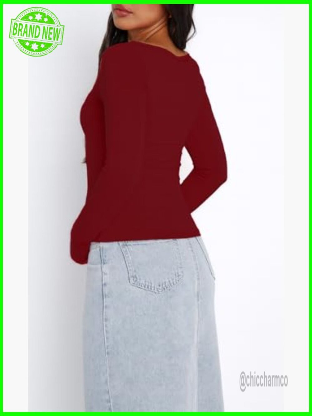 Long Sleeve Going Out Tops Pleated Sweetheart Neck Y2K Fall Tops - Picture 4 of 5